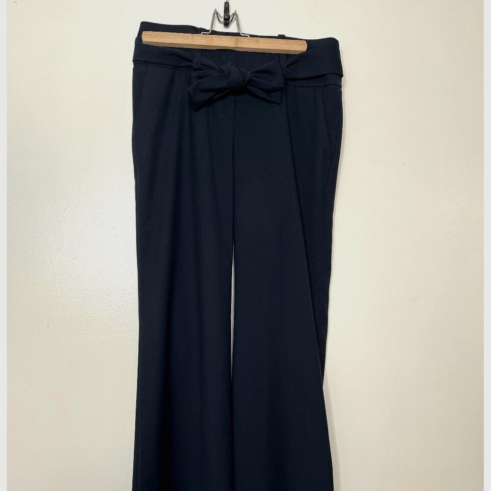 Maeva Dark Blue Belted Pant, Boot Leg, Size 42,